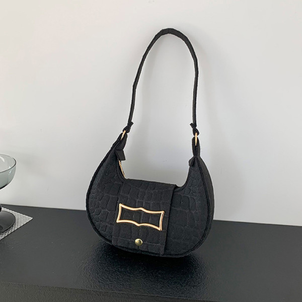 Black Daily Simplicity Solid Texture Felt Bags