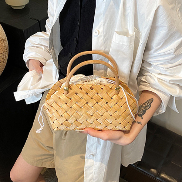 Light Brown Daily Print Patchwork Weave Bags