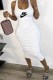 White Casual Print Letter U Neck One Step Skirt Dresses