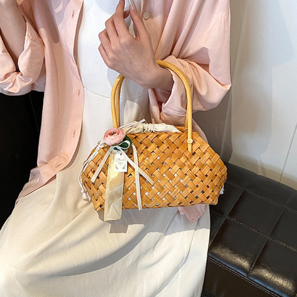 Brown Daily Print Patchwork Weave Bags