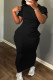 Black Casual Street Solid Patchwork Pocket O Neck Long Dresses