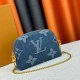 Blue Casual Street Letter Chains Zipper Bags