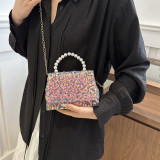 Gold Celebrities Elegant Solid Sequins Chains Bags