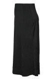 Black Elegant Solid Patchwork Slit Plus Size
