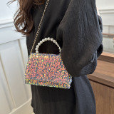Gold Celebrities Elegant Solid Sequins Chains Bags