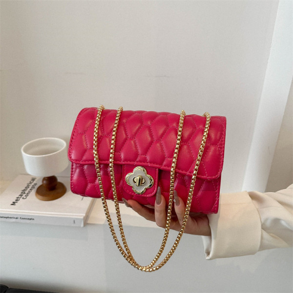 Rose Red Celebrities Elegant Solid Chains Bags