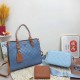 Blue Casual Simplicity Letter Plaid Patchwork Zipper Bags