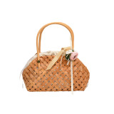 Brown Daily Print Patchwork Weave Bags