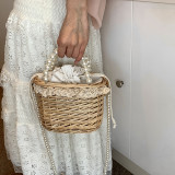 Khaki Daily Patchwork Pearl Weave Bags
