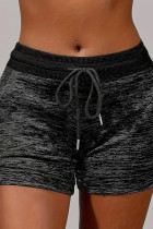 Dark Gray Casual Striped Patchwork Draw String Pocket Regular Low Waist Conventional Patchwork Bottoms