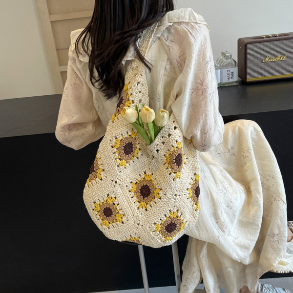 Yellow Sweet Daily Patchwork Weave Bags