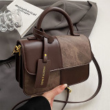 Deep Coffee Daily Simplicity Solid Patchwork Contrast Bags
