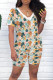 Multicolor Casual Print Patchwork V Neck Short Sleeve Two Pieces