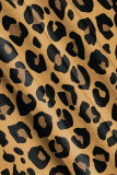 Leopard Print Casual Print Leopard U Neck One Step Skirt Dresses