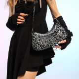 Brown Daily Leopard Patchwork Zipper Bags