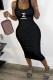 Black Casual Simplicity Print Letter U Neck One Step Skirt Dresses