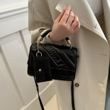 Black Casual Simplicity Letter Patchwork Bags
