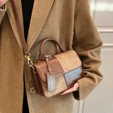 Deep Coffee Daily Simplicity Solid Patchwork Contrast Bags