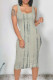 Light Gray Casual Geometric Print U Neck One Step Skirt Dresses