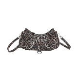 Brown Daily Leopard Patchwork Zipper Bags