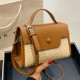 Brown Casual Simplicity Solid Patchwork Weave Bags
