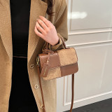 Brown Daily Simplicity Solid Patchwork Contrast Bags