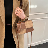 Deep Coffee Daily Simplicity Solid Patchwork Contrast Bags