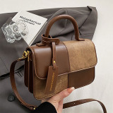 Deep Coffee Daily Simplicity Solid Patchwork Contrast Bags
