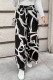 Black Casual Print Patchwork Loose Mid Waist Wide Leg Full Print Bottoms