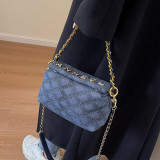 Blue Casual Simplicity Letter Plaid Chains Texture Bags