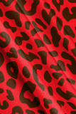 Red Casual Animal Print Print U Neck One Step Skirt Dresses
