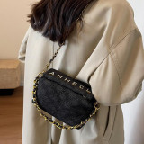 Blue Casual Simplicity Letter Plaid Chains Texture Bags