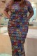 Colour Casual Print Letter O Neck Dresses
