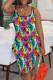 Colour Elegant Print Leopard Patchwork Square Collar Wrapped Skirt Dresses