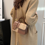Deep Coffee Daily Simplicity Solid Patchwork Contrast Bags