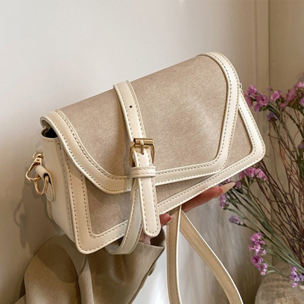 White Casual Simplicity Solid Patchwork Contrast Bags