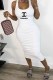 White Casual Simplicity Print Letter U Neck One Step Skirt Dresses