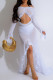 White Sexy Solid Hollowed Out Patchwork Off the Shoulder Long Dresses