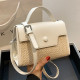 White Casual Simplicity Solid Patchwork Weave Bags