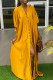 Yellow Elegant Solid Patchwork Buttons V Neck Long Dresses