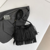 Deep Coffee Casual Daily Solid Tassel Bags