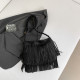 Black Casual Daily Solid Tassel Bags