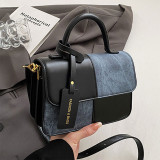 Deep Coffee Daily Simplicity Solid Patchwork Contrast Bags