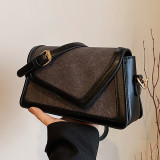 Brown Casual Simplicity Solid Patchwork Contrast Bags