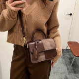Deep Coffee Daily Simplicity Solid Patchwork Contrast Bags