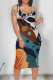 Apricot Casual Floral U Neck One Step Skirt Dresses