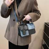 Deep Coffee Daily Simplicity Solid Patchwork Contrast Bags
