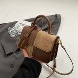 Deep Coffee Daily Simplicity Solid Patchwork Contrast Bags