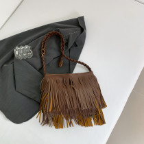 Deep Coffee Casual Daily Solid Tassel Bags