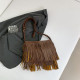 Deep Coffee Casual Daily Solid Tassel Bags